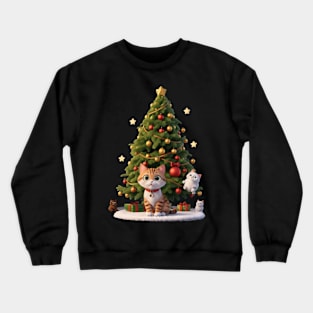 Cat and the Christmas Tree Crewneck Sweatshirt
